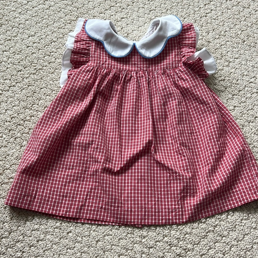 24m Bella Bliss red and white checkered dress.